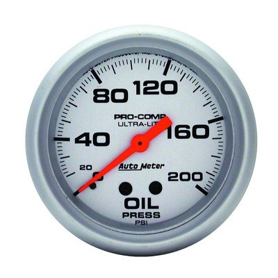 Auto Meter 4422, One Ultra-Lite Oil Pressure Gauge 0-200 psi 2-5/8 in