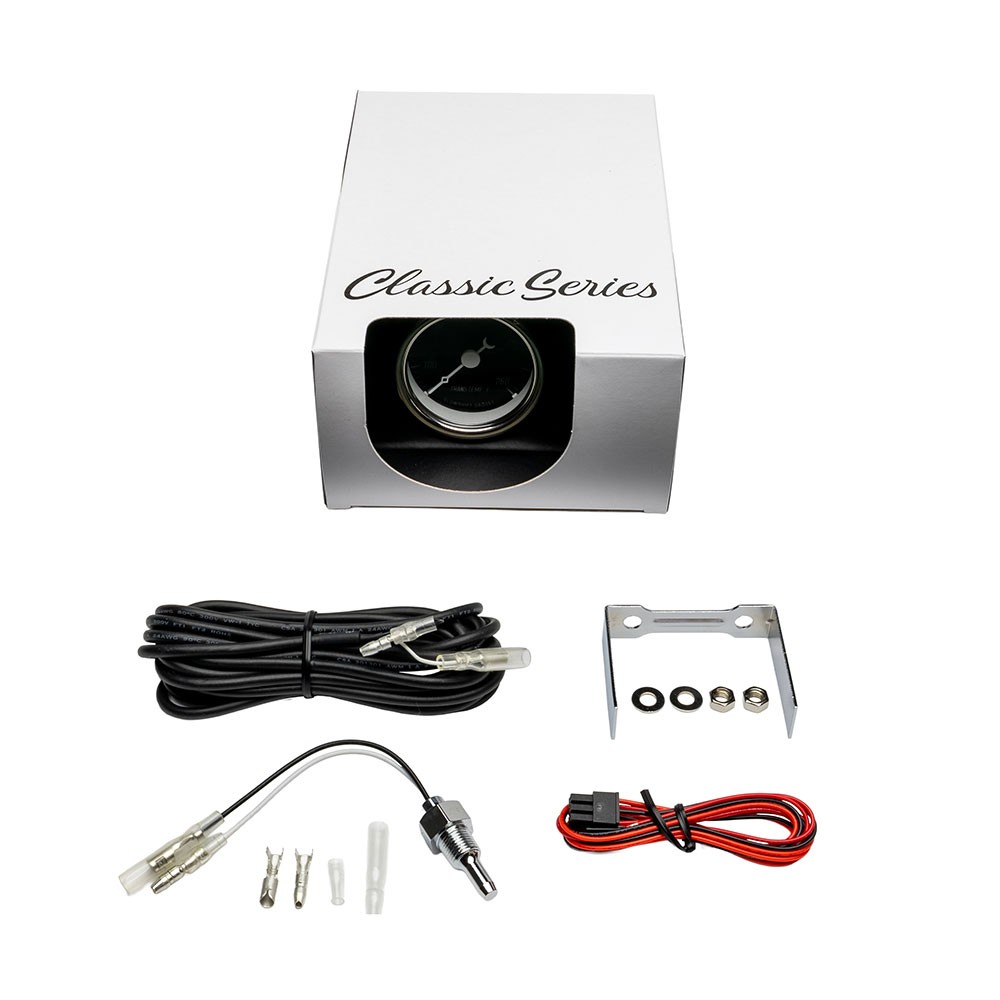 GlowShift Classic Black Transmission Temperature Vintage Gauge Kit w Sensor