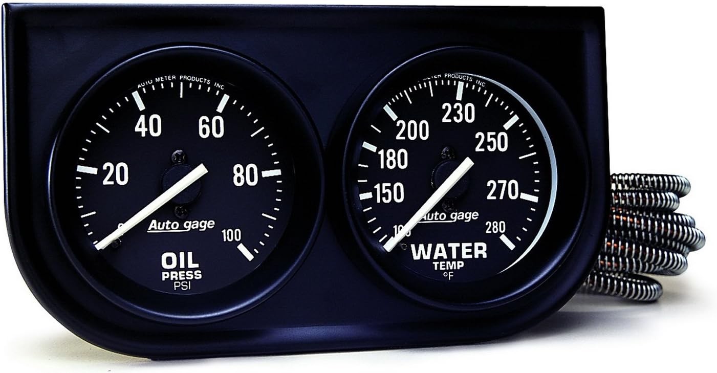 2392 Autogage Black Oil/Water Gauge with Steel Console Regular 2.3125 in