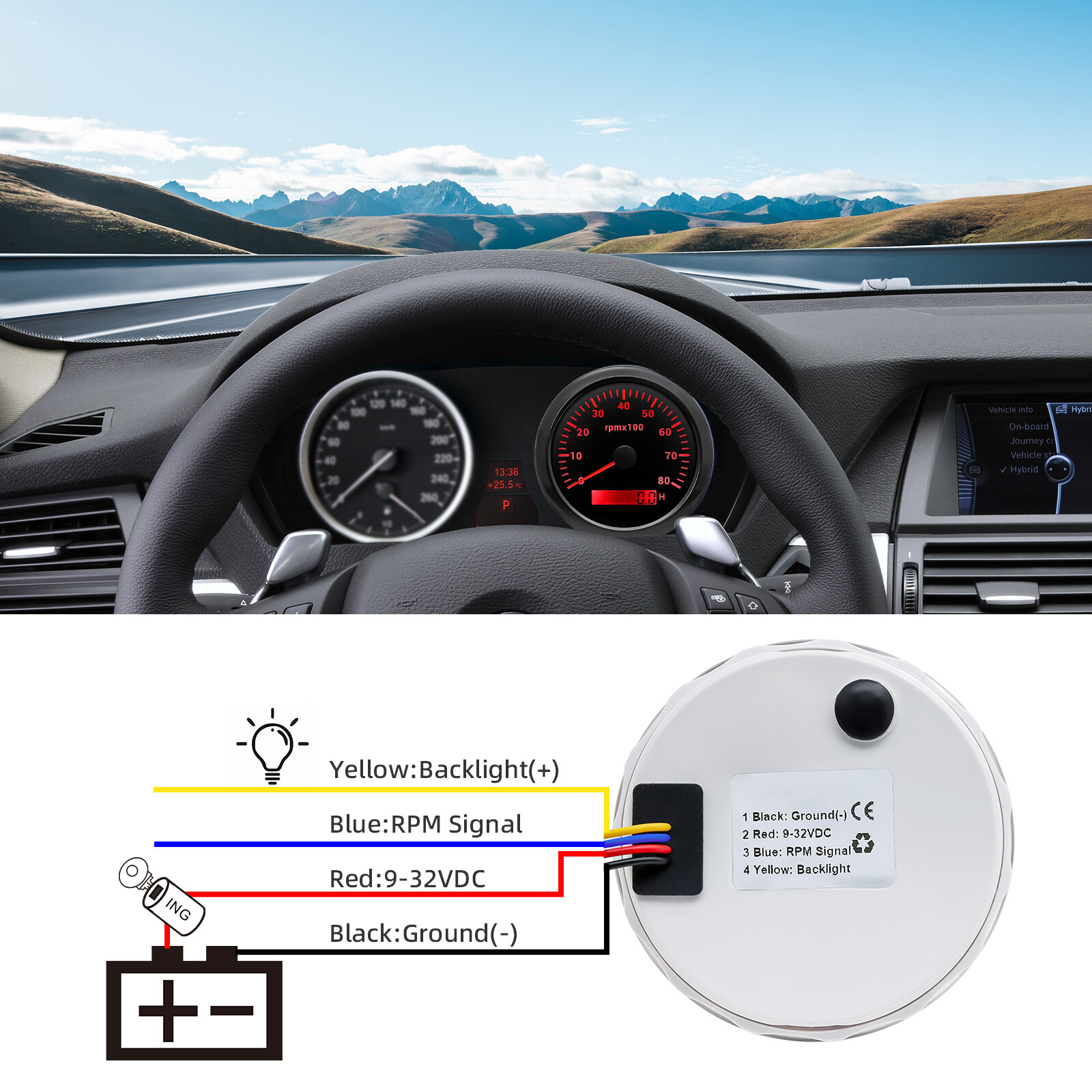 6 Gauge Set 85MM GPS Speedometer Tacho & 52mm Fuel Gauge Temp Oil Volt Car Boat