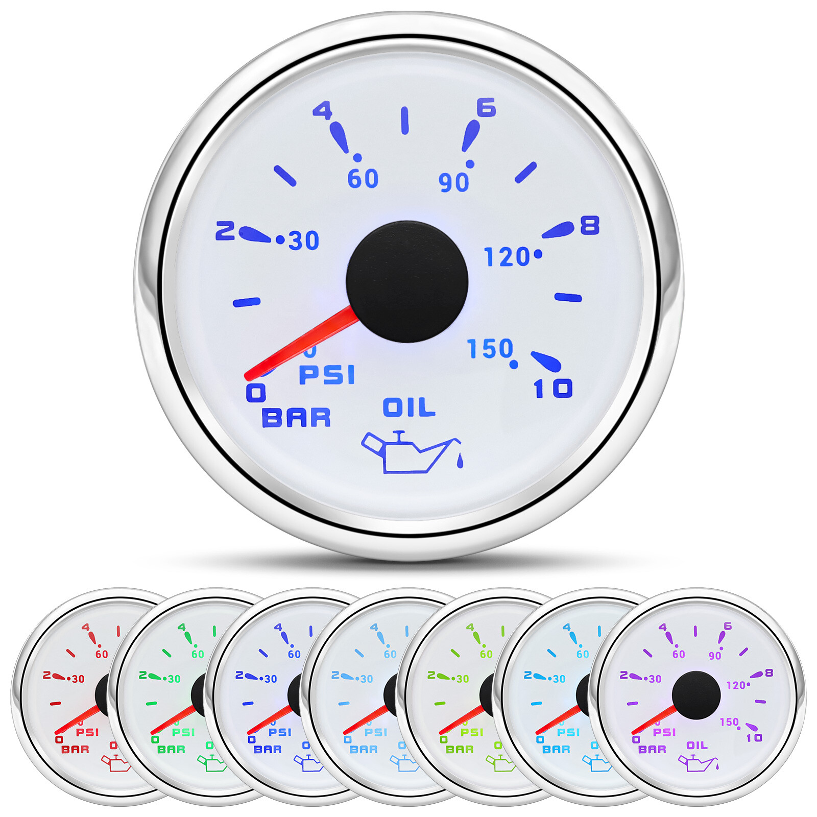 8 Gauge Set with Senders GPS Speedometer 0-120MPH Tacho/Fuel/Volt/Oil/Temp/Trim/