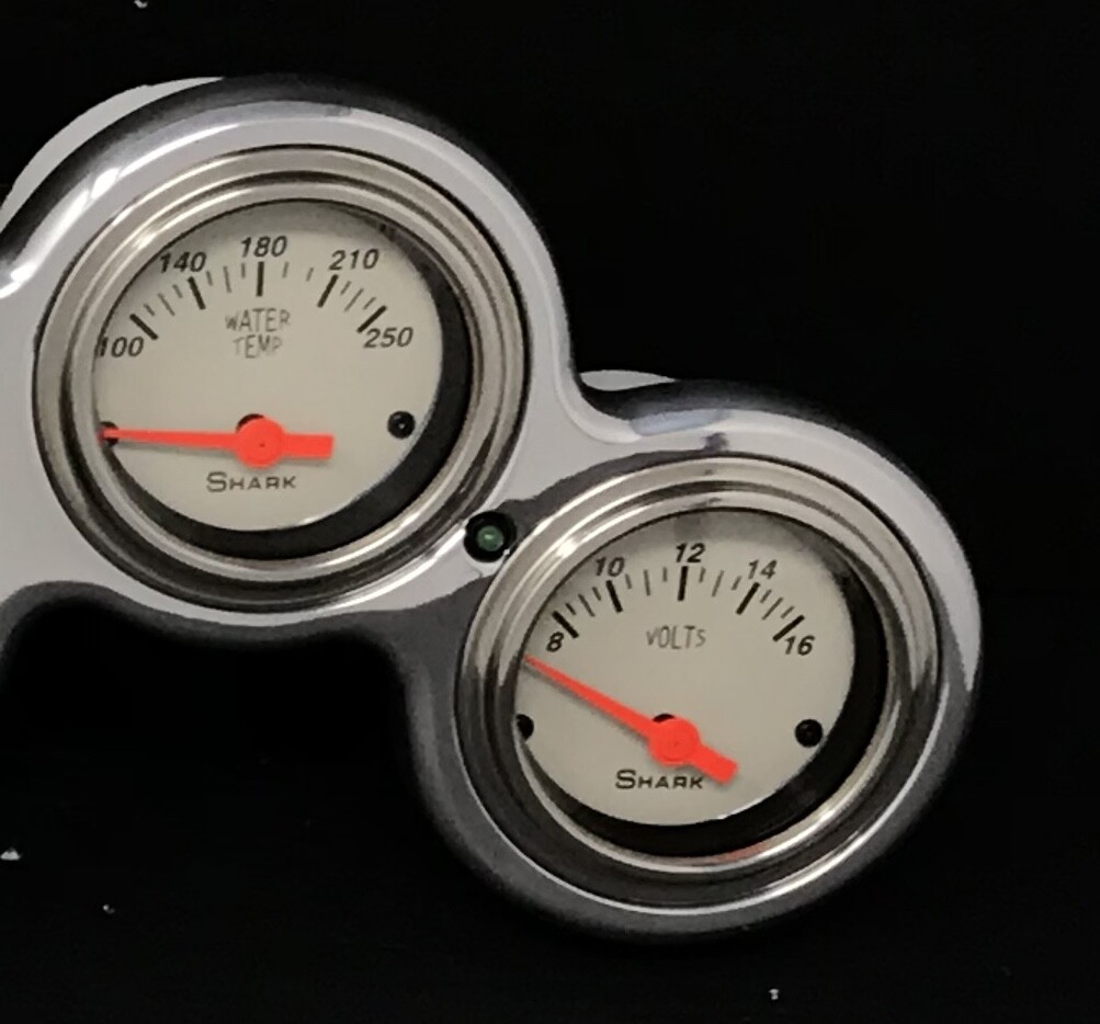 6 Gauge Universal Hot Rod Street Rod Dash Panel Insert Set Mechanical Shark