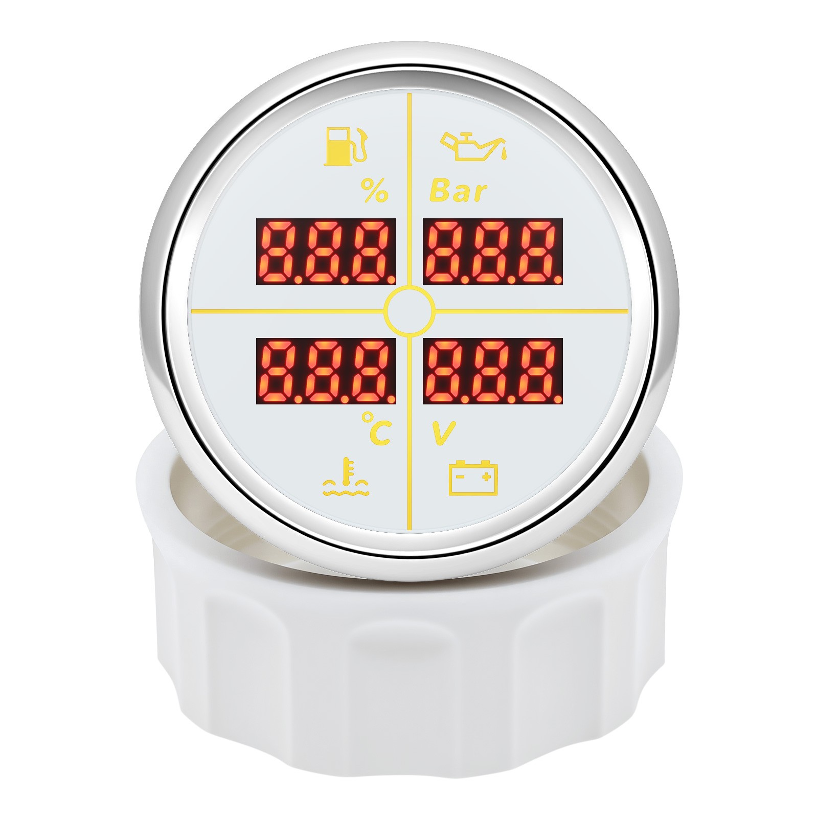 52mm 4in1 Gauge Car Fuel Level Gauge 240-33ohm Water Temp Oil Pressure Voltmeter