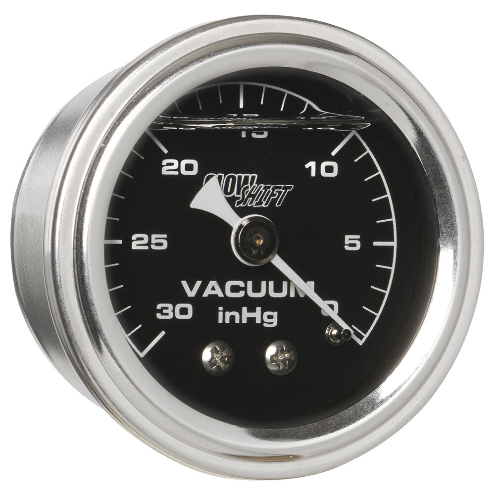 GlowShift Liquid Filled Mechanical Vacuum Vac Gauge Black Dial 1-1/2″