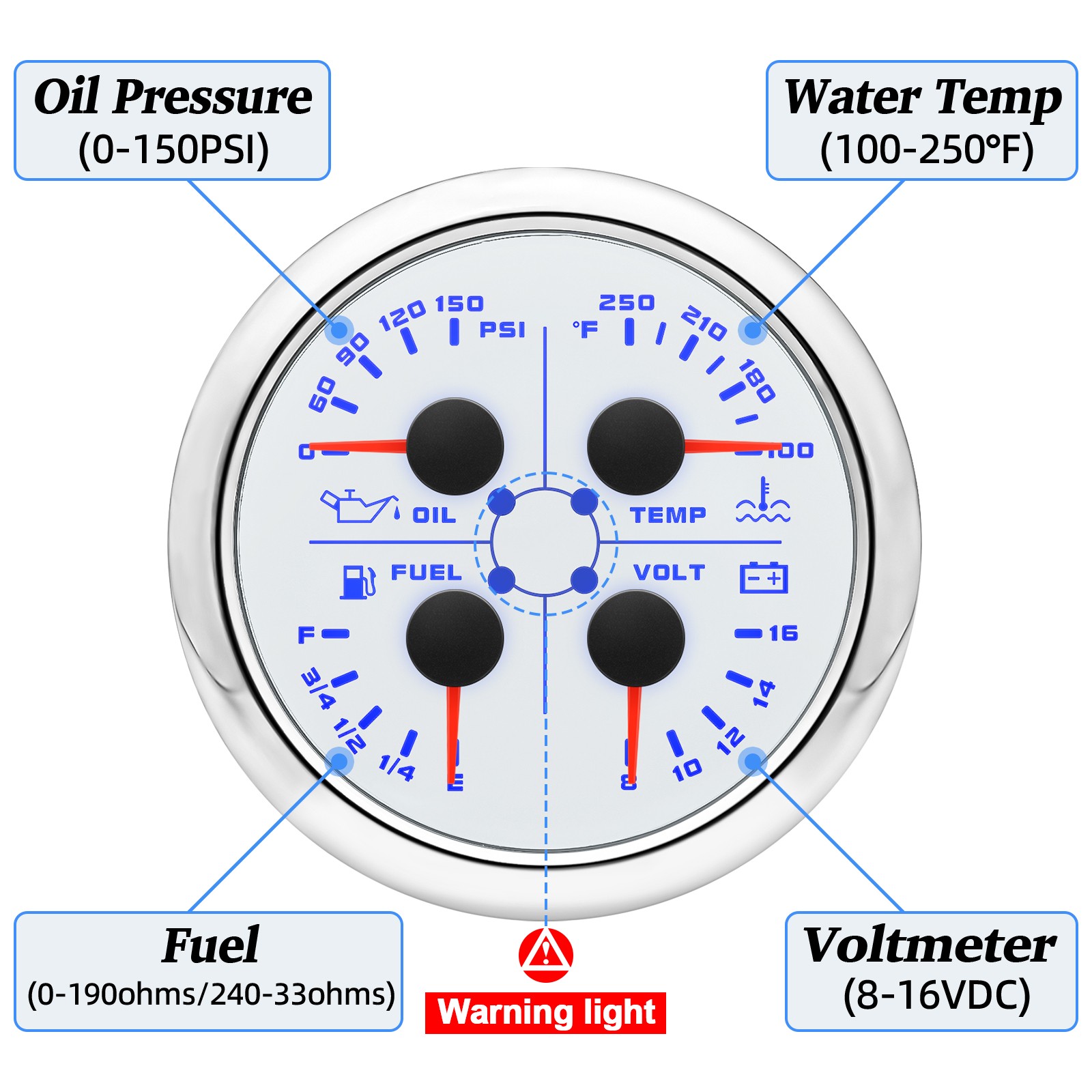 85mm GPS Speedometer 0-200MPH with Tachometer 0-8000RPM 4in 1 Gauge with Senders