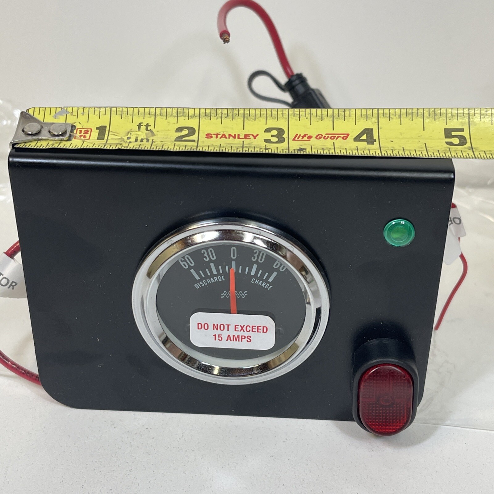 New Ammeter Gauge 60-0-60 Amps Meter Traditional Chrome Black W/ Sensor On/Off