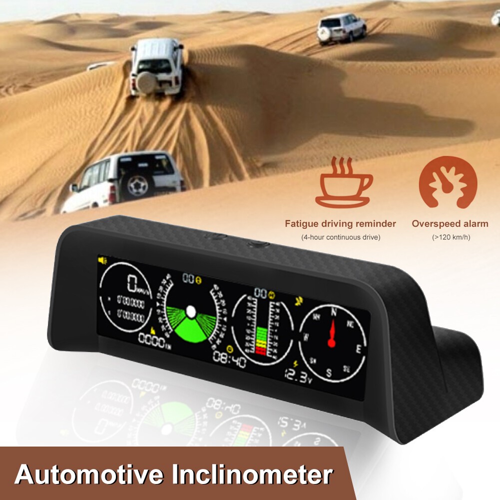 Car Off Road Digital GPS Inclinometer Compass Slope Meter Gauge HUD Speedometer