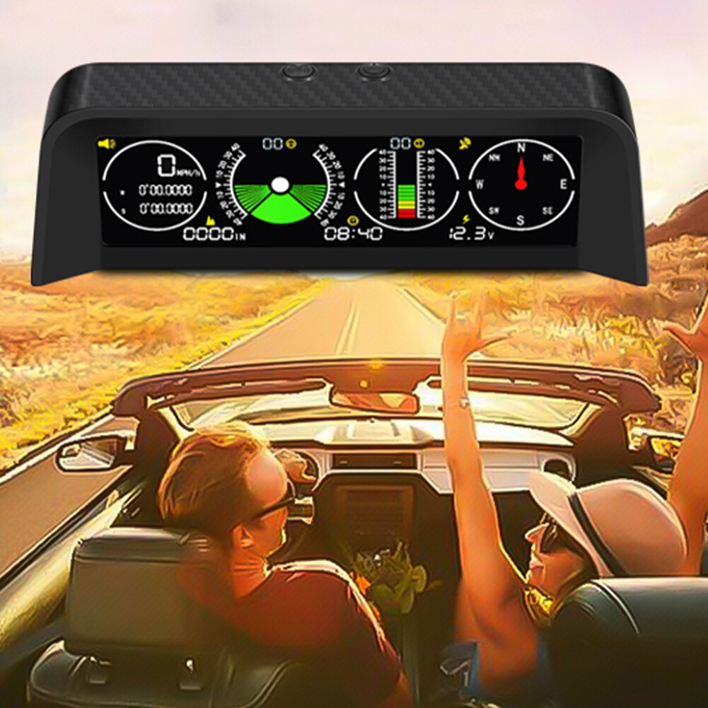 Car Off Road Digital GPS Inclinometer Compass Slope Meter Gauge HUD Speedometer