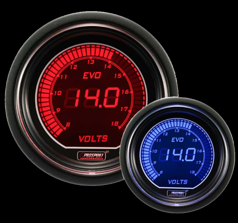 52mm EVO series Red and Blue Volt Gauge