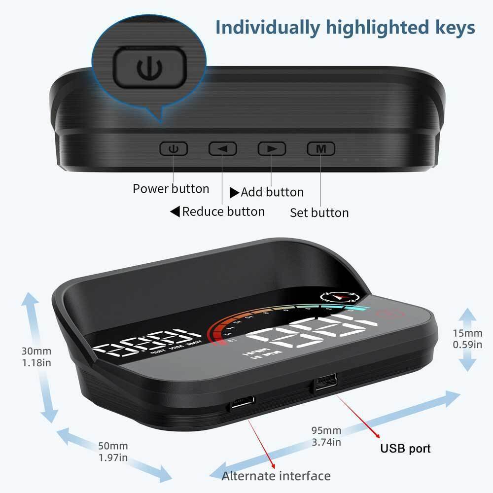 M22 Car HUD Head Up Display Universal Digital GPS Speedometer HD LCD Projection