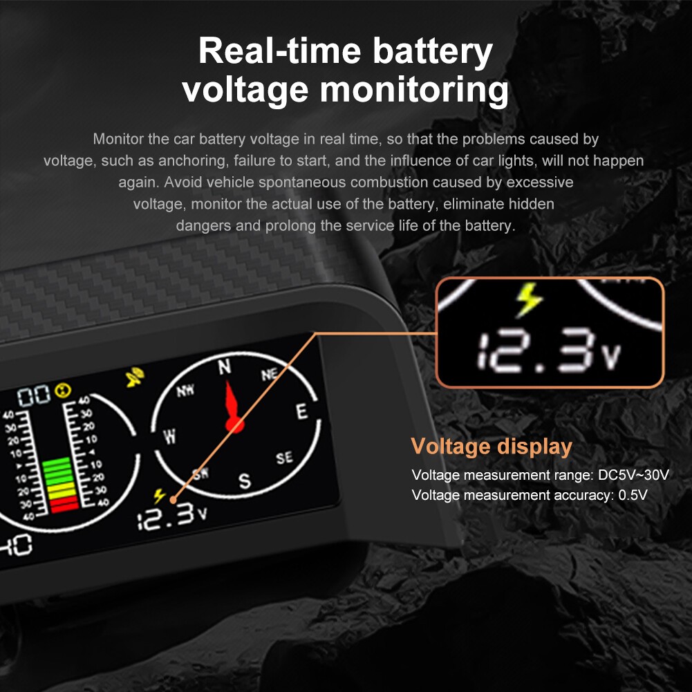 Car Off Road Digital GPS Inclinometer Compass Slope Meter Gauge HUD Speedometer