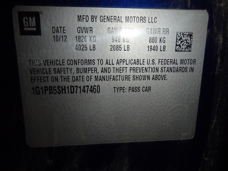 Chevrolet Cruze 2013 Speedometer 95129378 2046