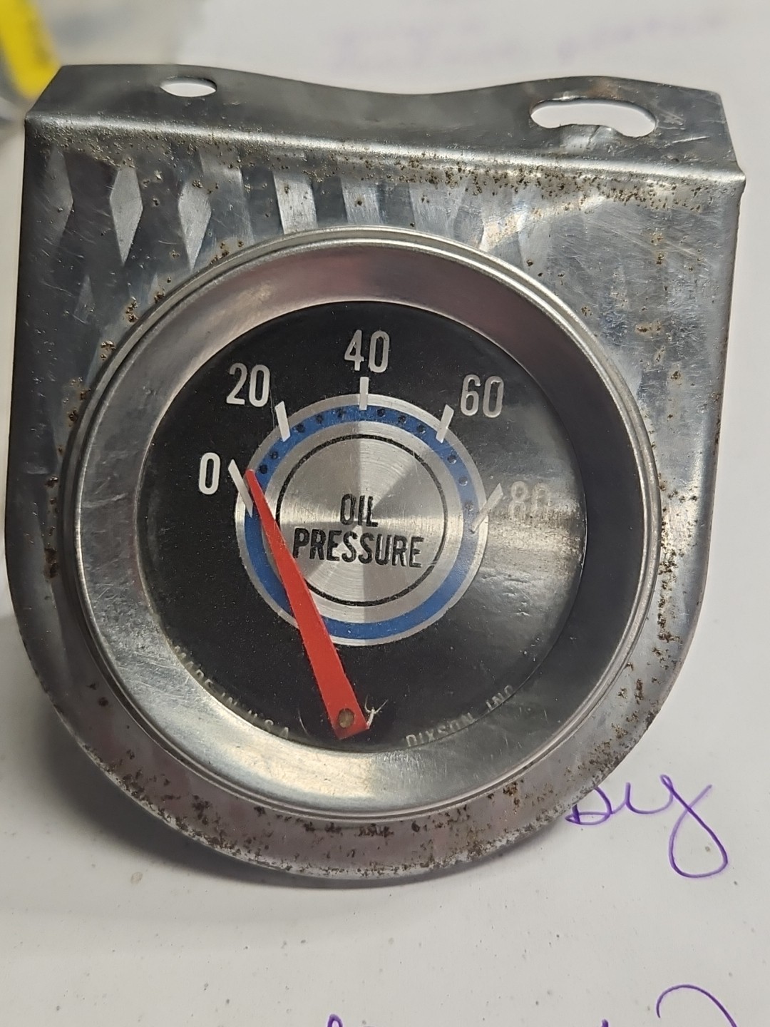 Dixco Blueline Oil Pressure Gauge 60’s-70’s Hot Rod Muscle Car Day 2 Made In USA