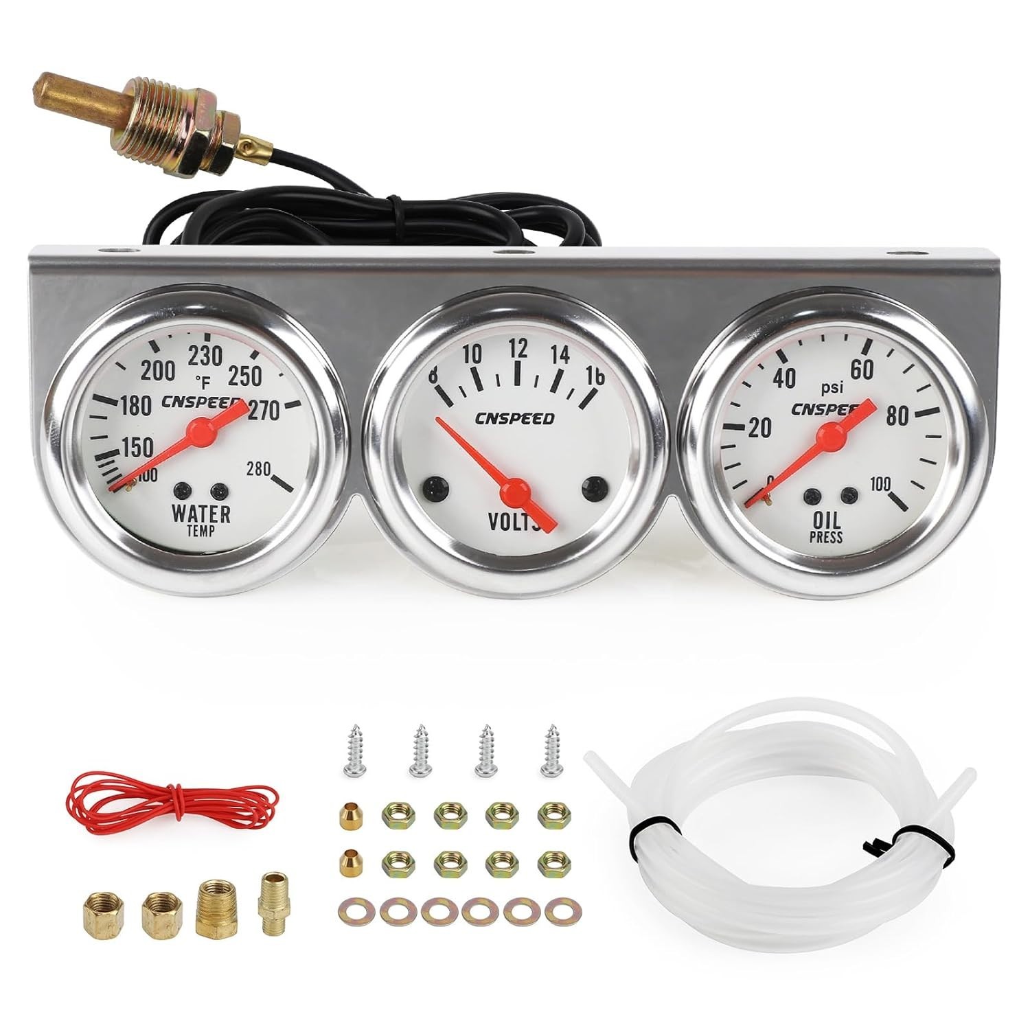 2inch 52mm Triple Gauge Kit, Volt Meter Water Temp Temperature Gauge Oil Pressur
