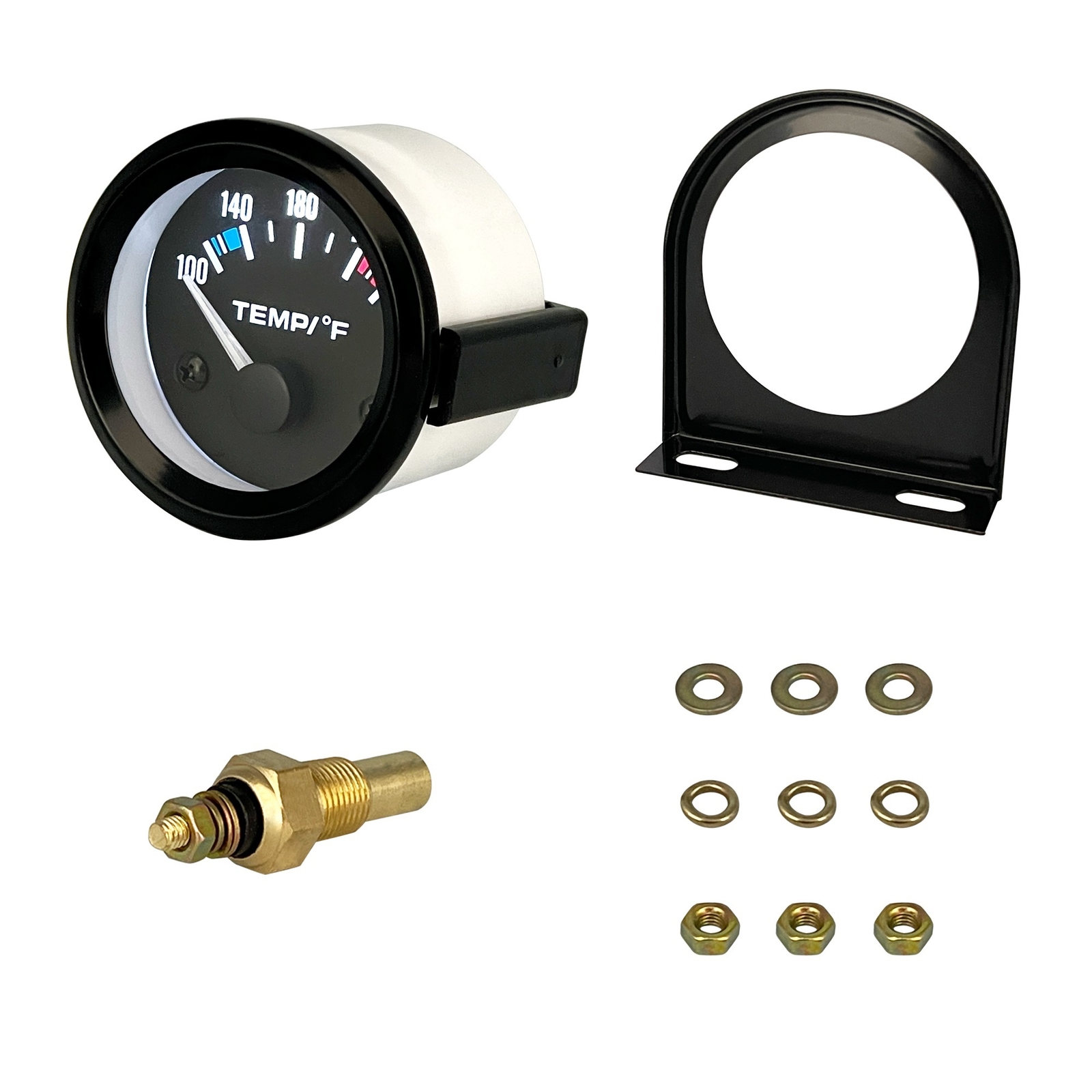 2 Inch 52mm Car Water Temperature Gauge Meter 100-250℉ W/ Sensor Instrument Rack