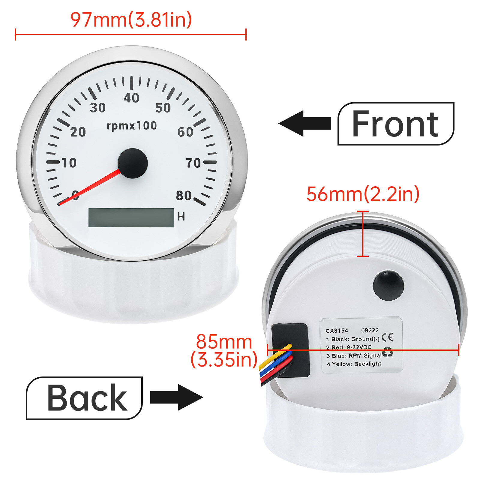 8 Gauge Set 85mm White GPS Speedometer 120MPH Tacho 8000RPM Gauge for Boat Car