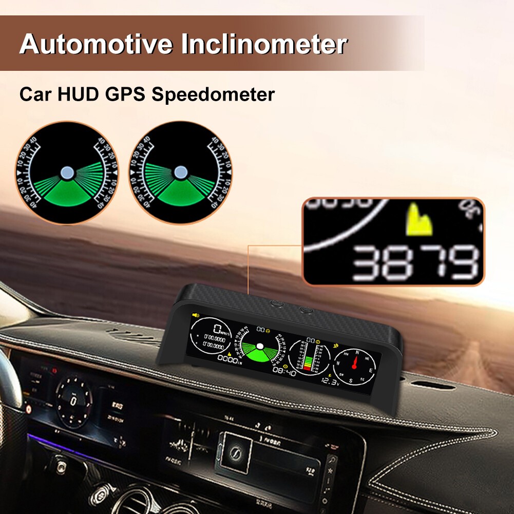Car Off Road Digital GPS Inclinometer Compass Slope Meter Gauge HUD Speedometer