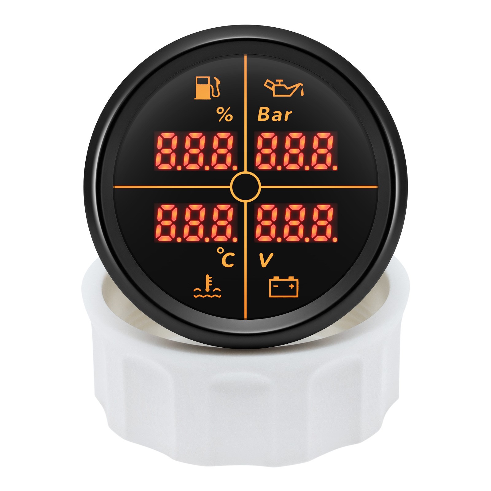 52mm 4 IN 1 Multifunction Gauge Fuel Oil Pressure Water Temp Volt With Sensor