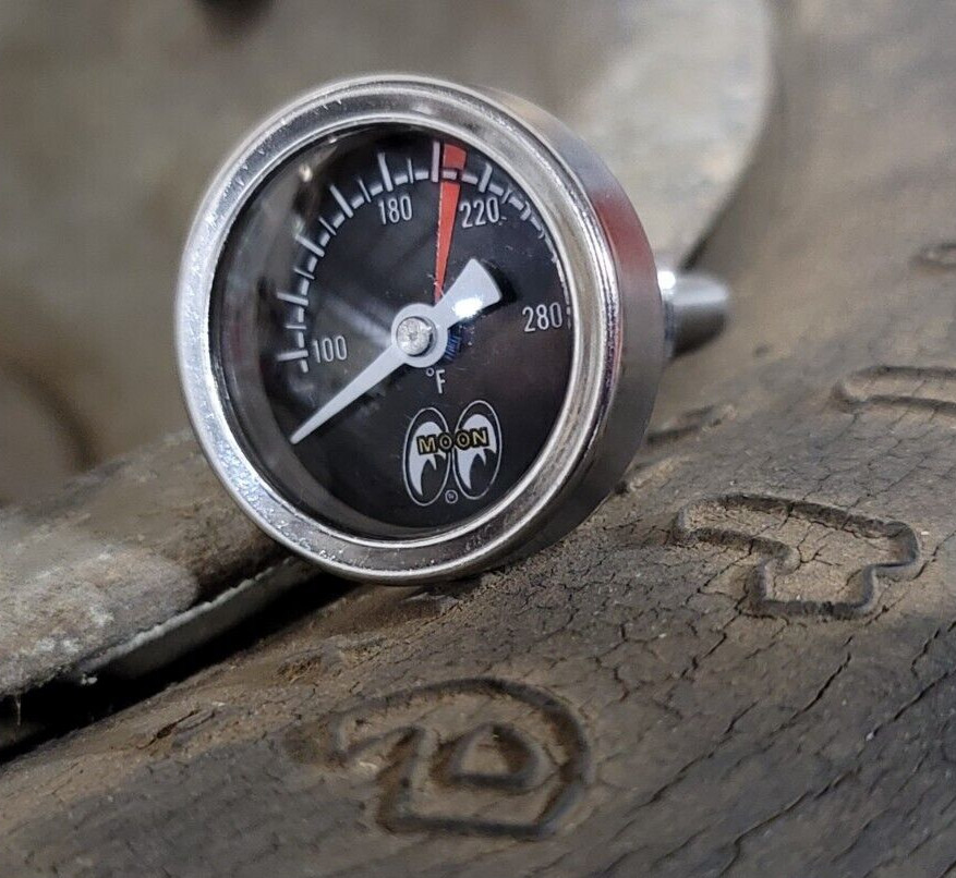 MOONeyes Direct fit TEMPERATURE GAUGE Dry DRAG RACING Hot Rod MOON vtg GASSER V8