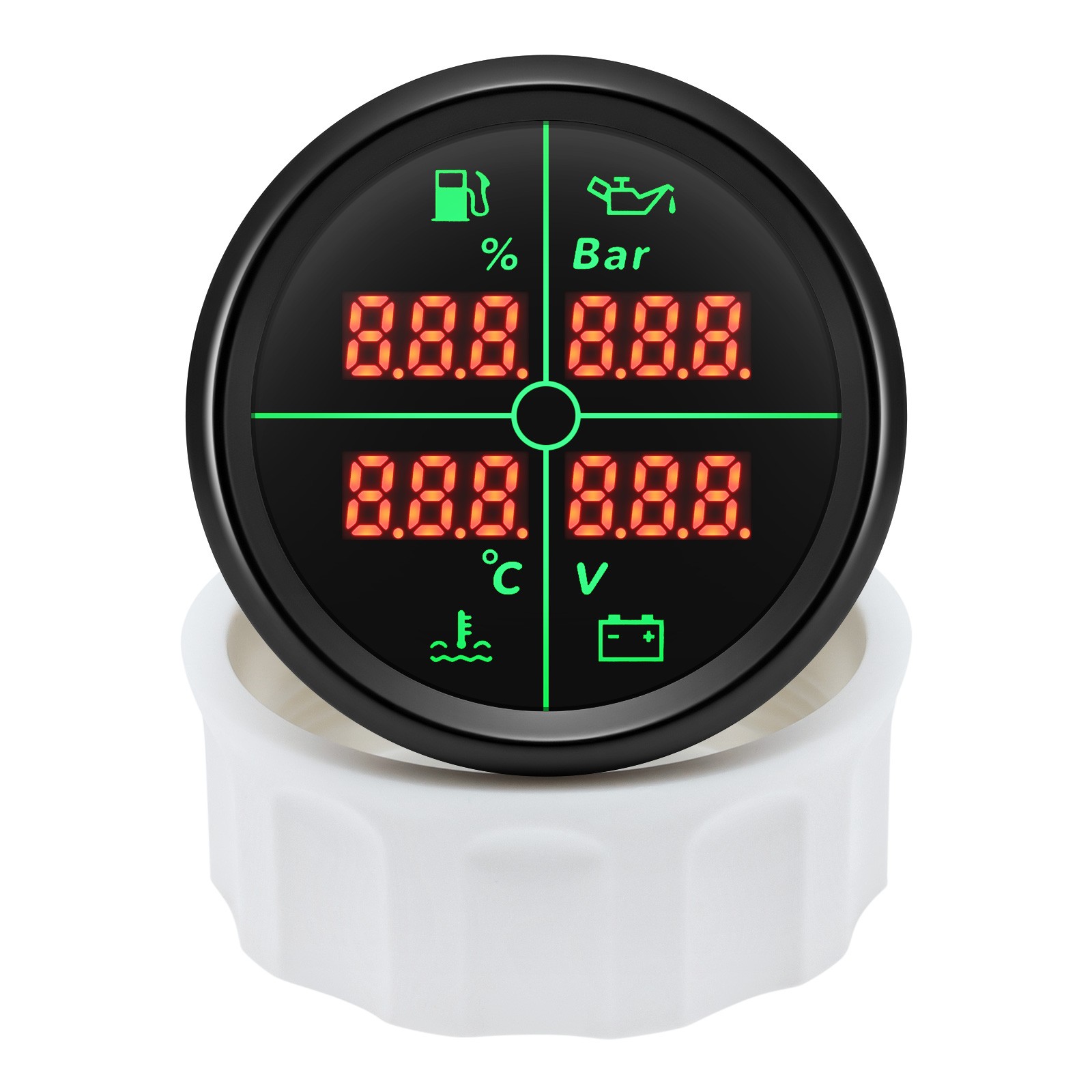 52mm 4 IN 1 Multifunction Gauge Fuel Oil Pressure Water Temp Volt With Sensor