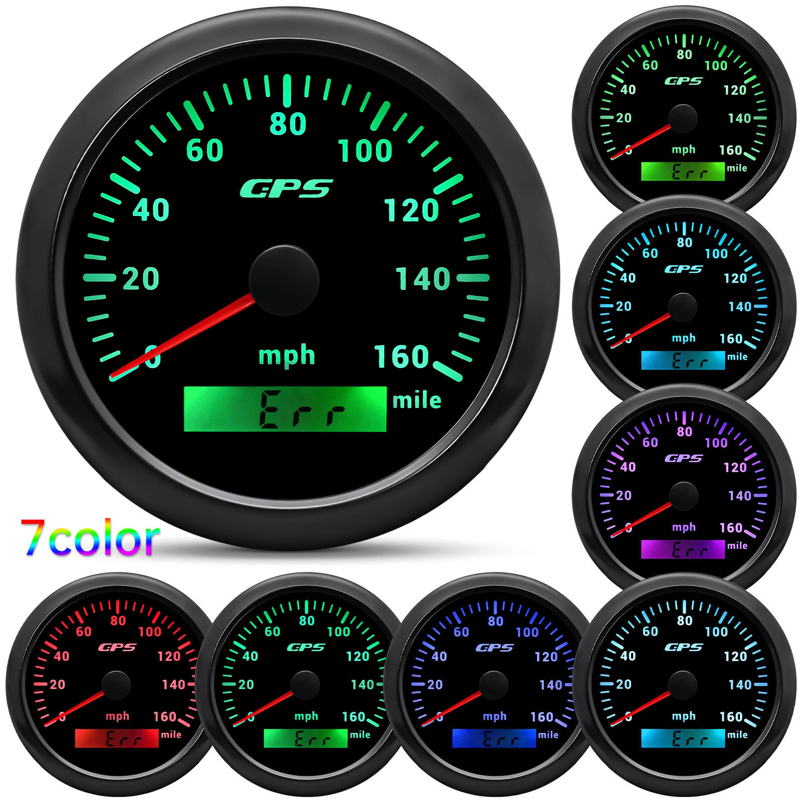 8 Gauge Set 85mm Black GPS Speedometer 160MPH Tacho 8000RPM Gauge Waterproof
