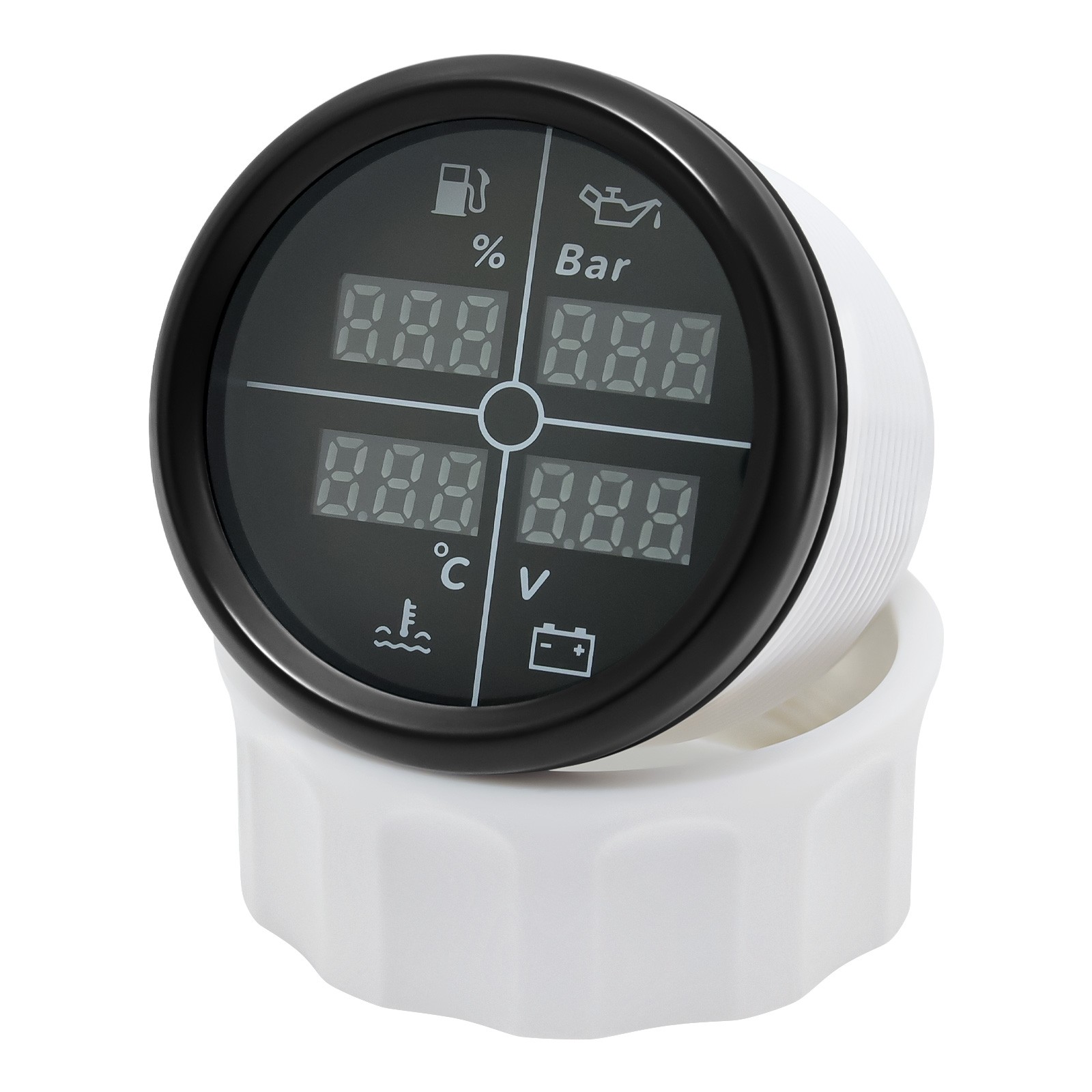 52mm 4 IN 1 Multifunction Gauge Fuel Oil Pressure Water Temp Volt With Sensor