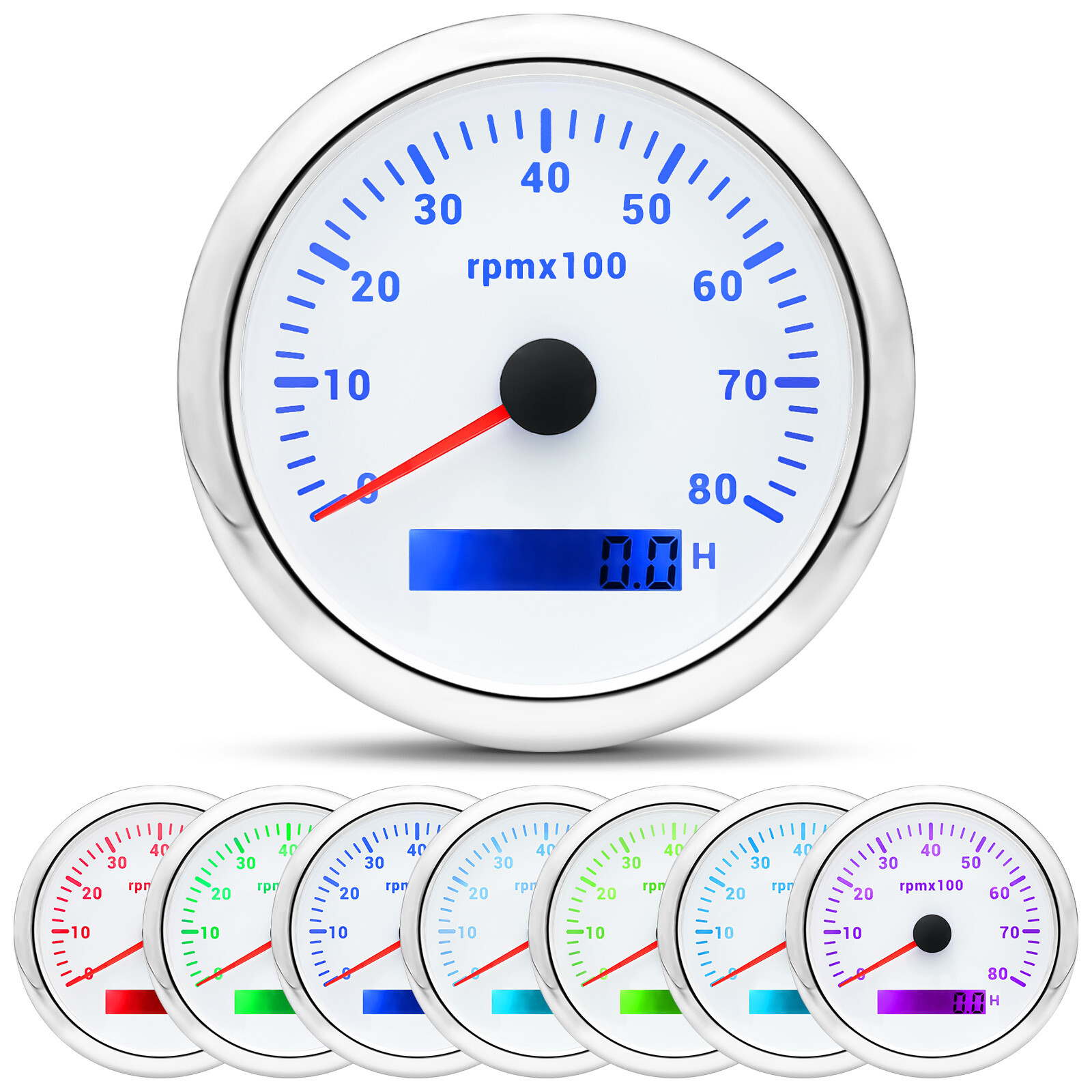 8 Gauge Set with Senders GPS Speedometer 0-120MPH Tacho/Fuel/Volt/Oil/Temp/Trim/