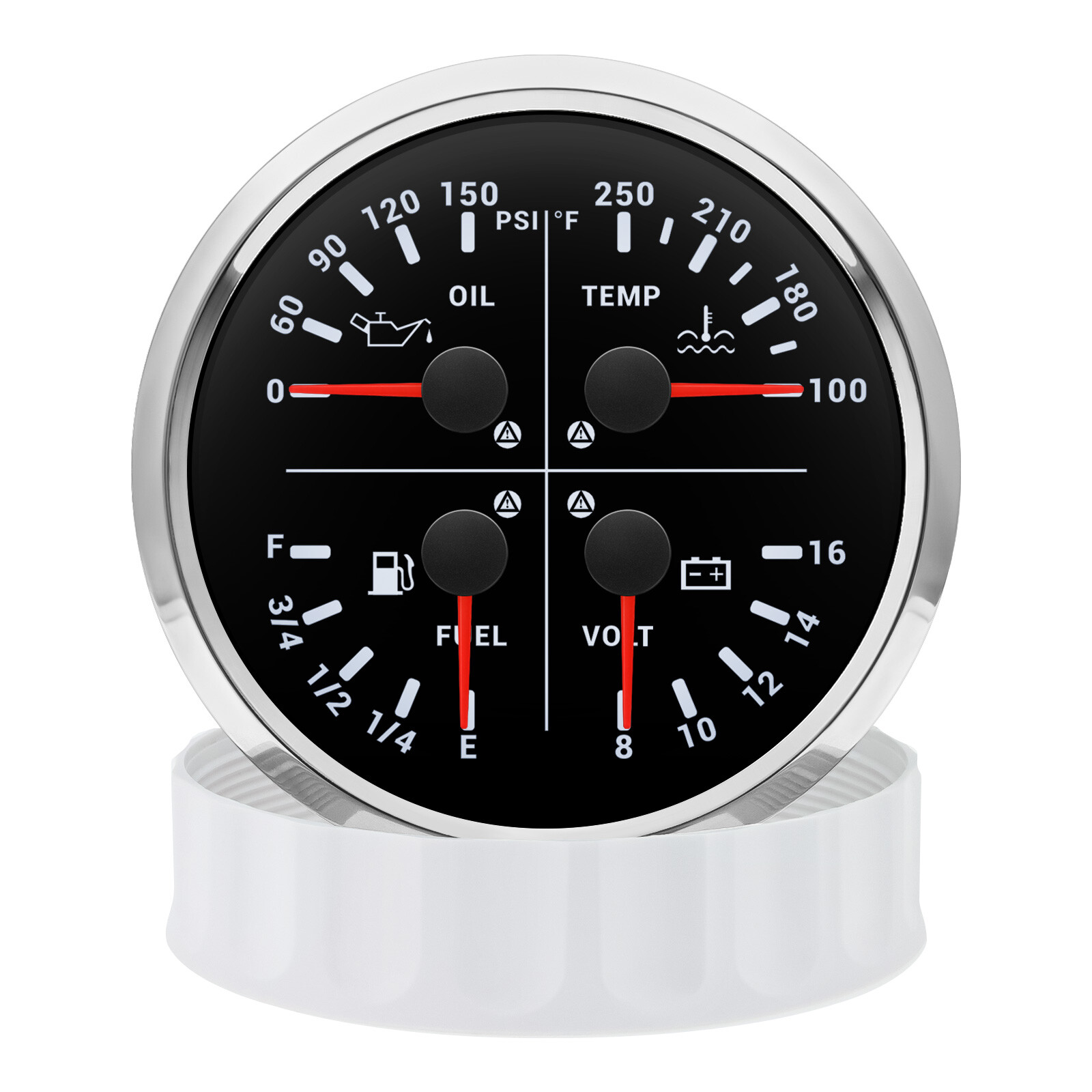 110MM 4 IN 1 Gauge Fuel Level Oil Pressure Water Temp Volt With Sensor for Boat
