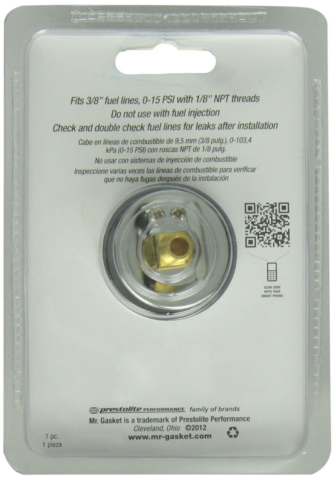 Mr. Gasket 1561 Fuel Pressure Gauge 1.500 in.