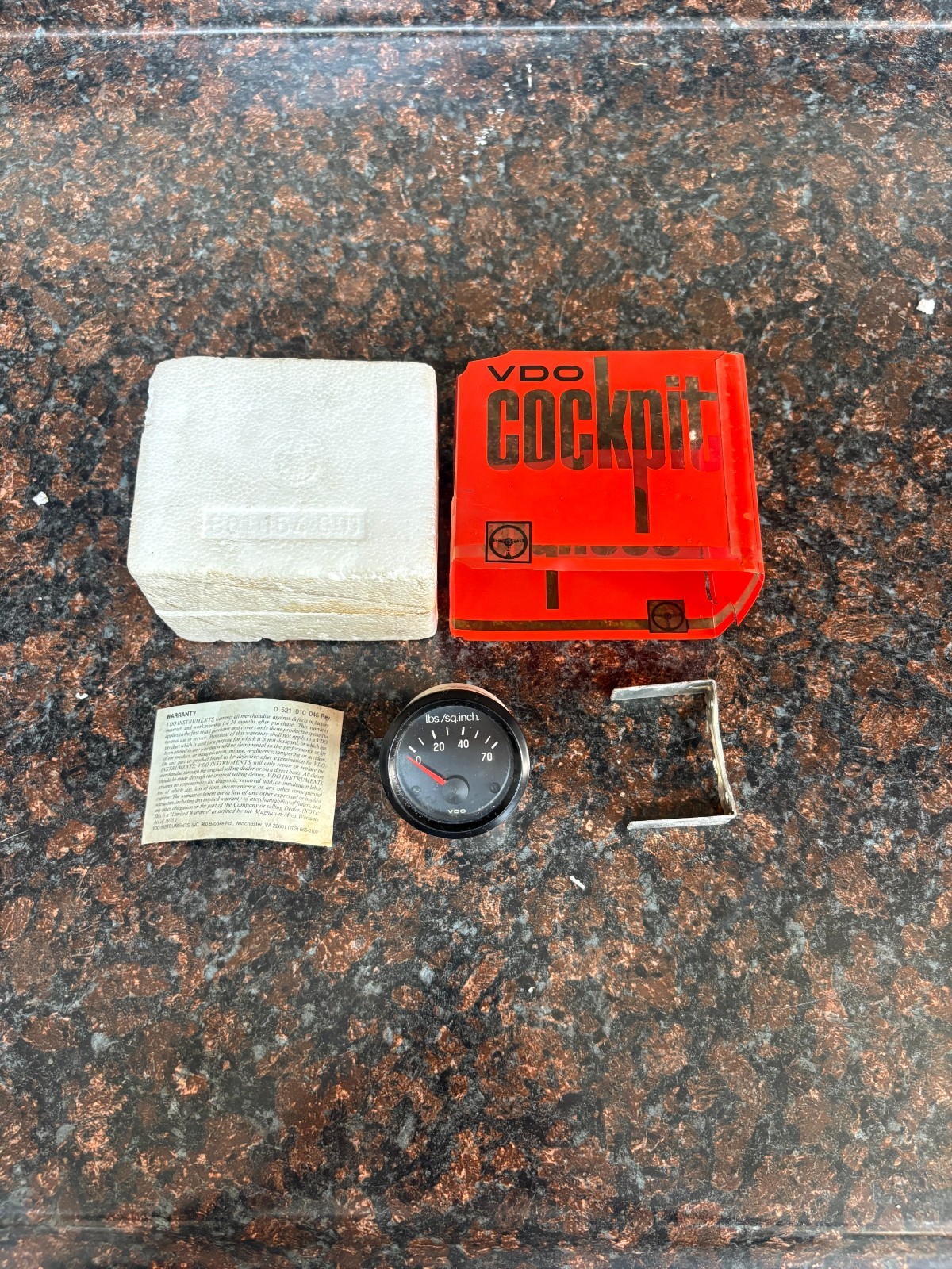 Vintage VDO Cockpit Oil Pressure Gauge 0-70 PSI 52mm Porsche 914 924 944 VW Boxe