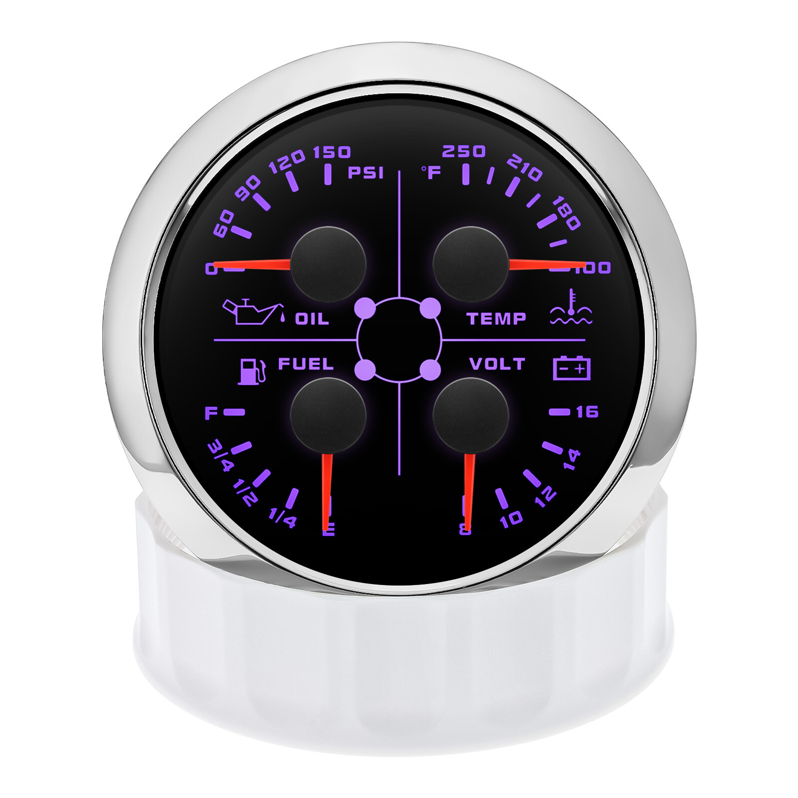 85mm 4 in1 Gauge Car Fuel Level Gauge Water Temp Oil Pressure Voltmeter W/Sensor