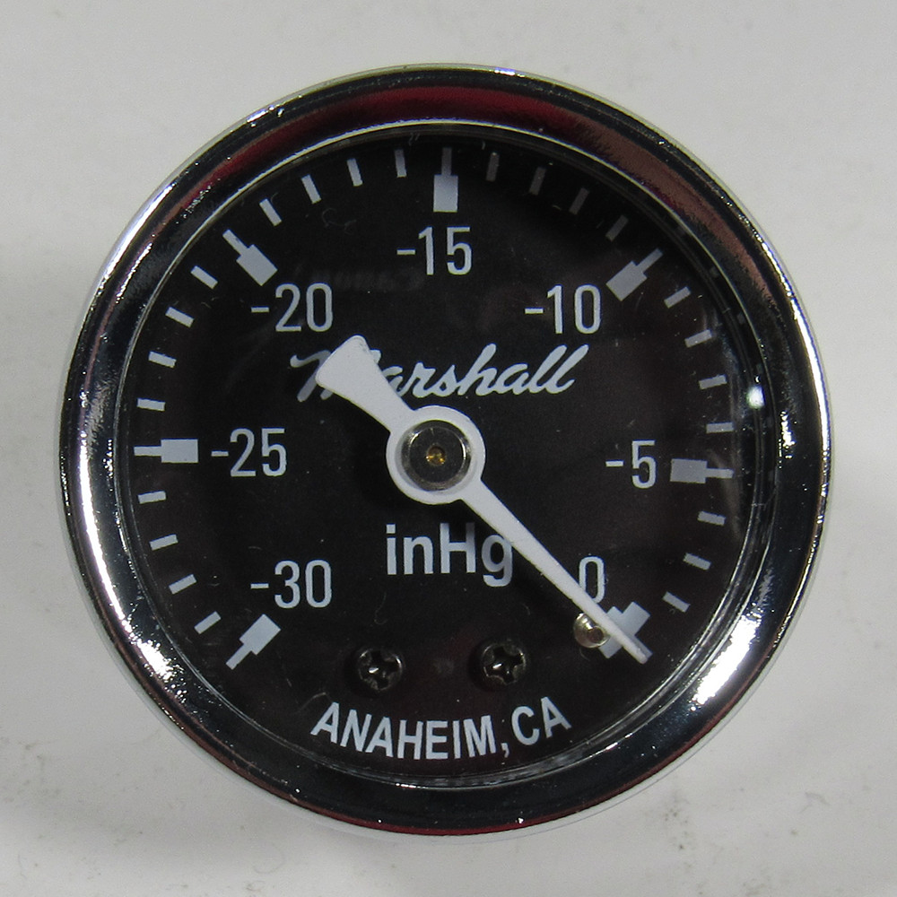 Marshall Vacuum Gauge MC030VC; 0-30 in. HG 1-1/2 in., Black/Chrome, Non-Liquid