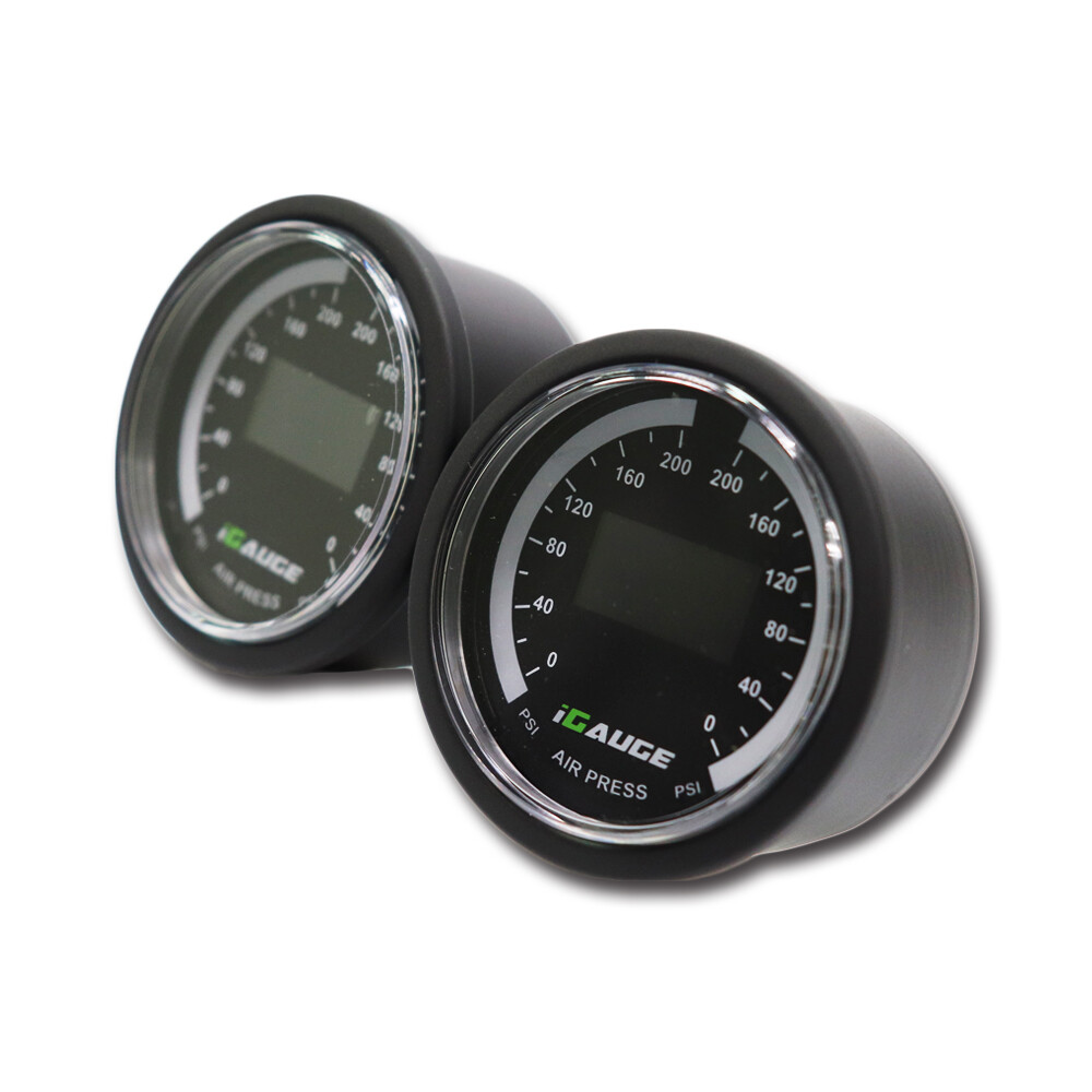 52mm Digital Dual Air Pressure Gauge 200 PSI White OLED Air Ride Suspension