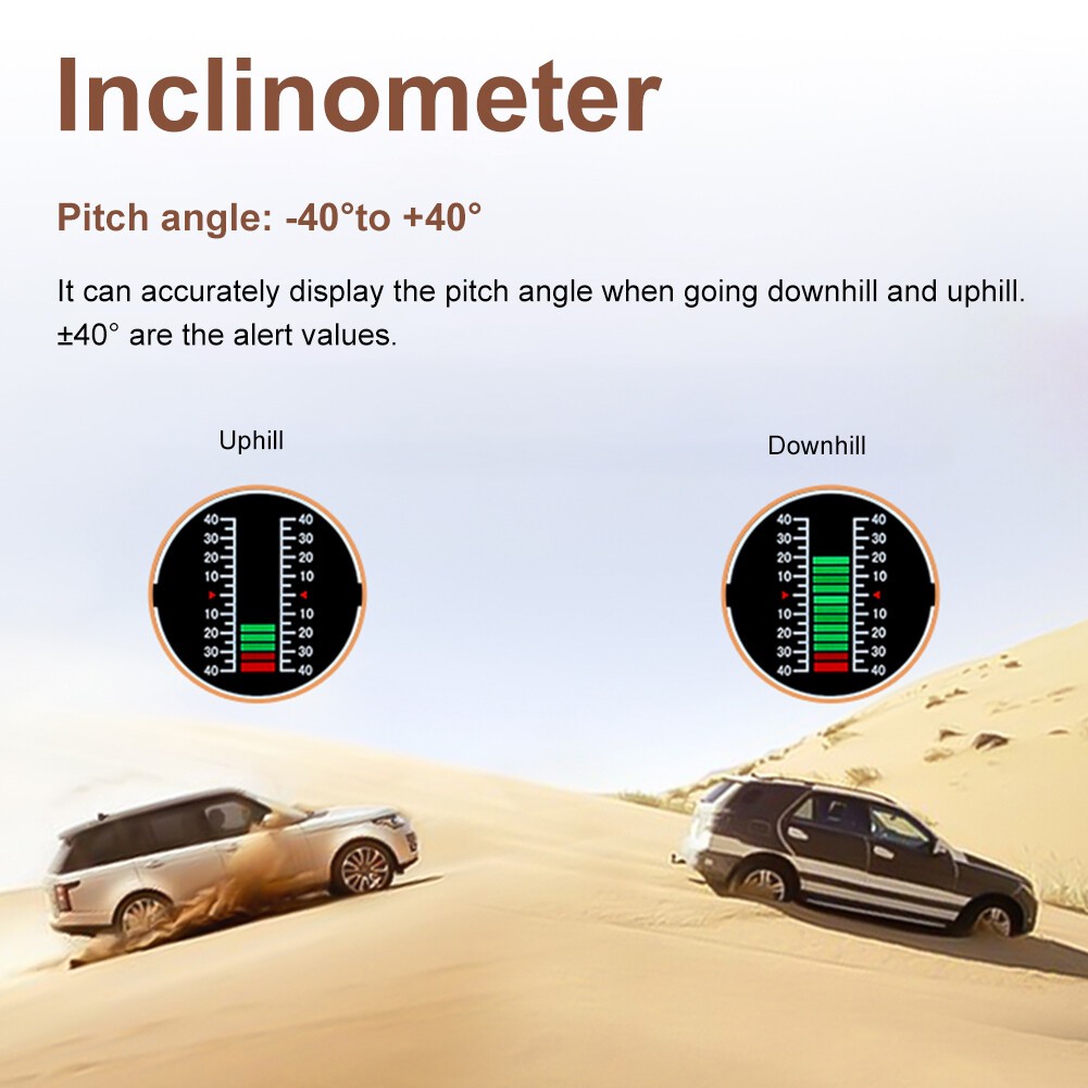 Car Off Road Digital GPS Inclinometer Compass Slope Meter Gauge HUD Speedometer