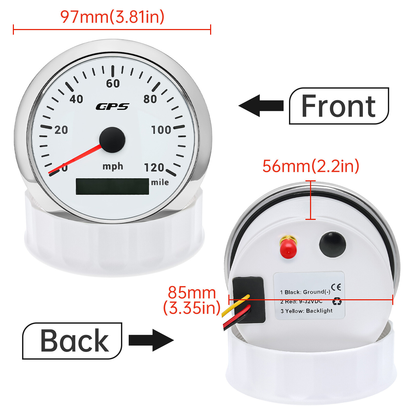 8 Gauge Set 85mm White GPS Speedometer 120MPH Tacho 8000RPM Gauge for Boat Car