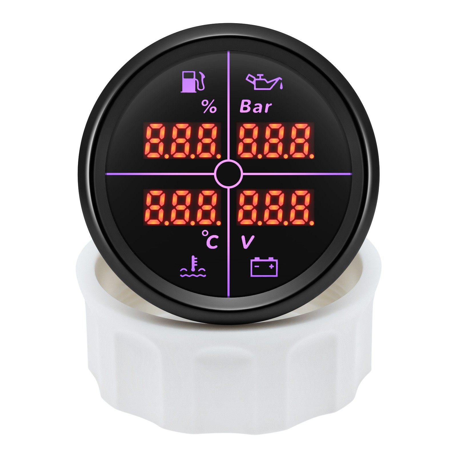 52mm 4 IN 1 Multifunction Gauge Fuel Oil Pressure Water Temp Volt With Sensor