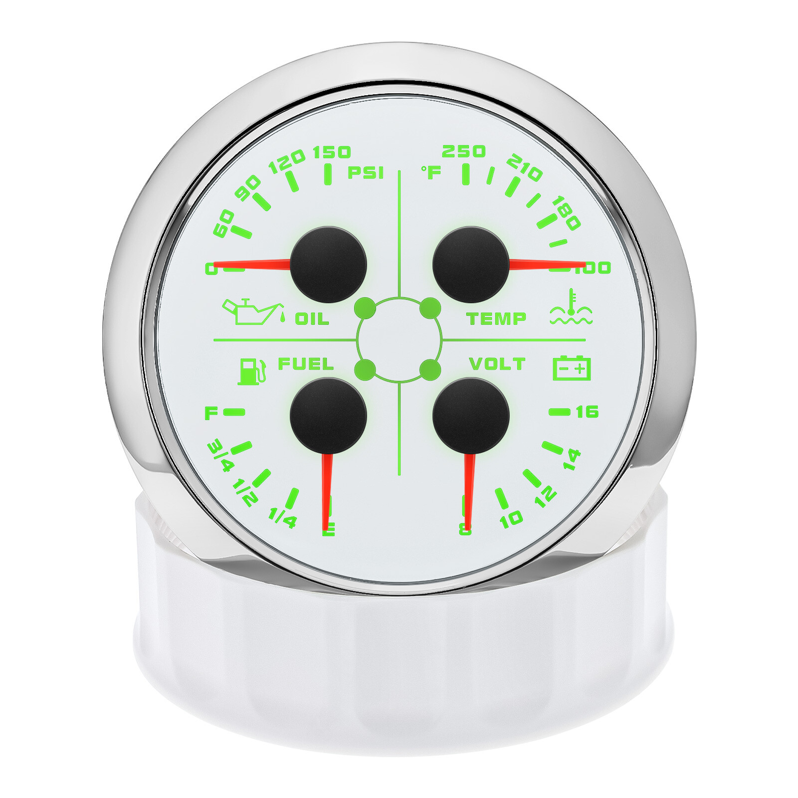 85mm 4 in 1 Gauge Boat Fuel Level 240-33 ohms Water Temp Oil Pressure Voltmeter