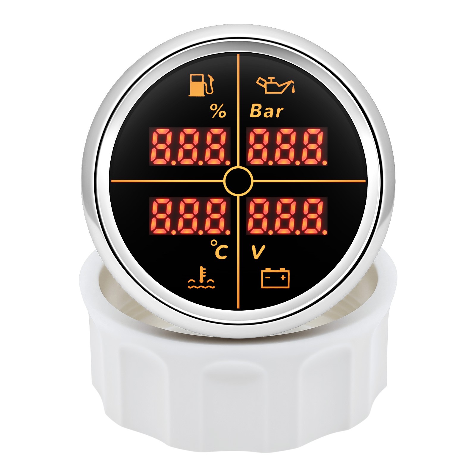 52MM 4 IN 1 Multifunction Gauge Fuel Level Oil Pressure Water Temp Volt Gauge