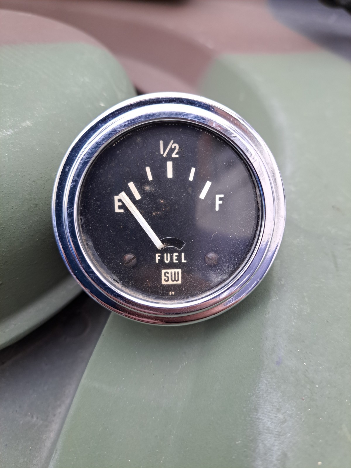 Vintage STEWART WARNER 6V Electric FUEL GAS Gauge, VW Bug, Hot Rat Rod #428066