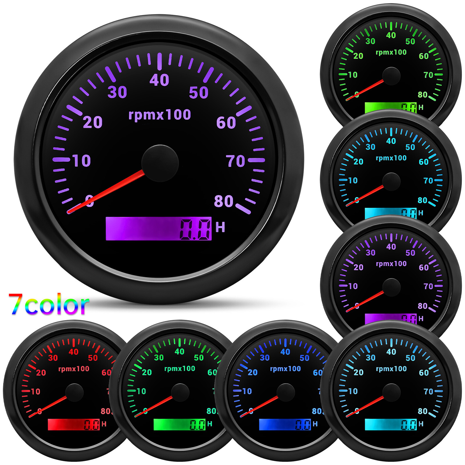 8 Gauge Set With Senders 85mm Black GPS Speedometer 0-80MPH&Tacho 0-8000RPM US