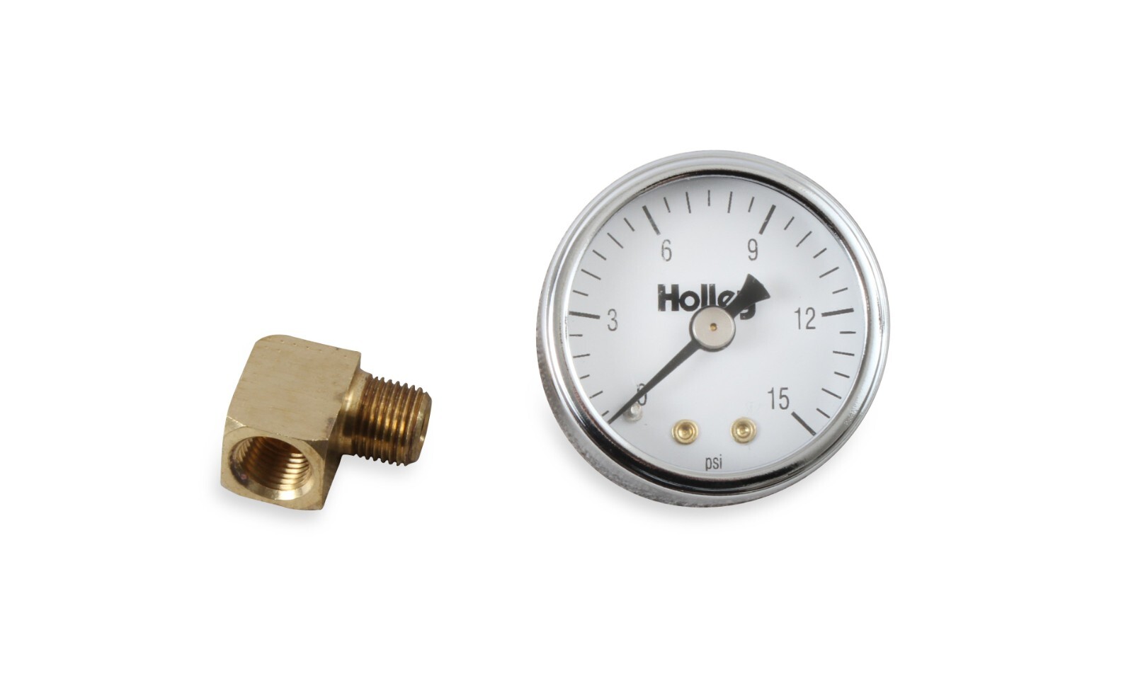 Holley Silver/White Background Analog Fuel Pressure Gauge Mechanical – 0-15 PSI