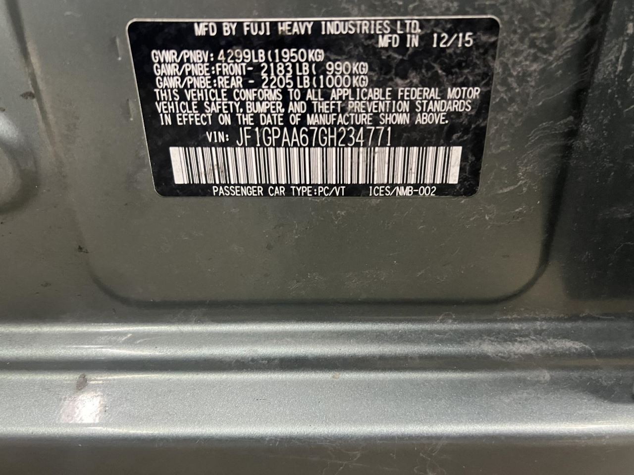 Speedometer Cluster MPH US Market CVT ID 85004FJ160 Fits 16 IMPREZA 233009