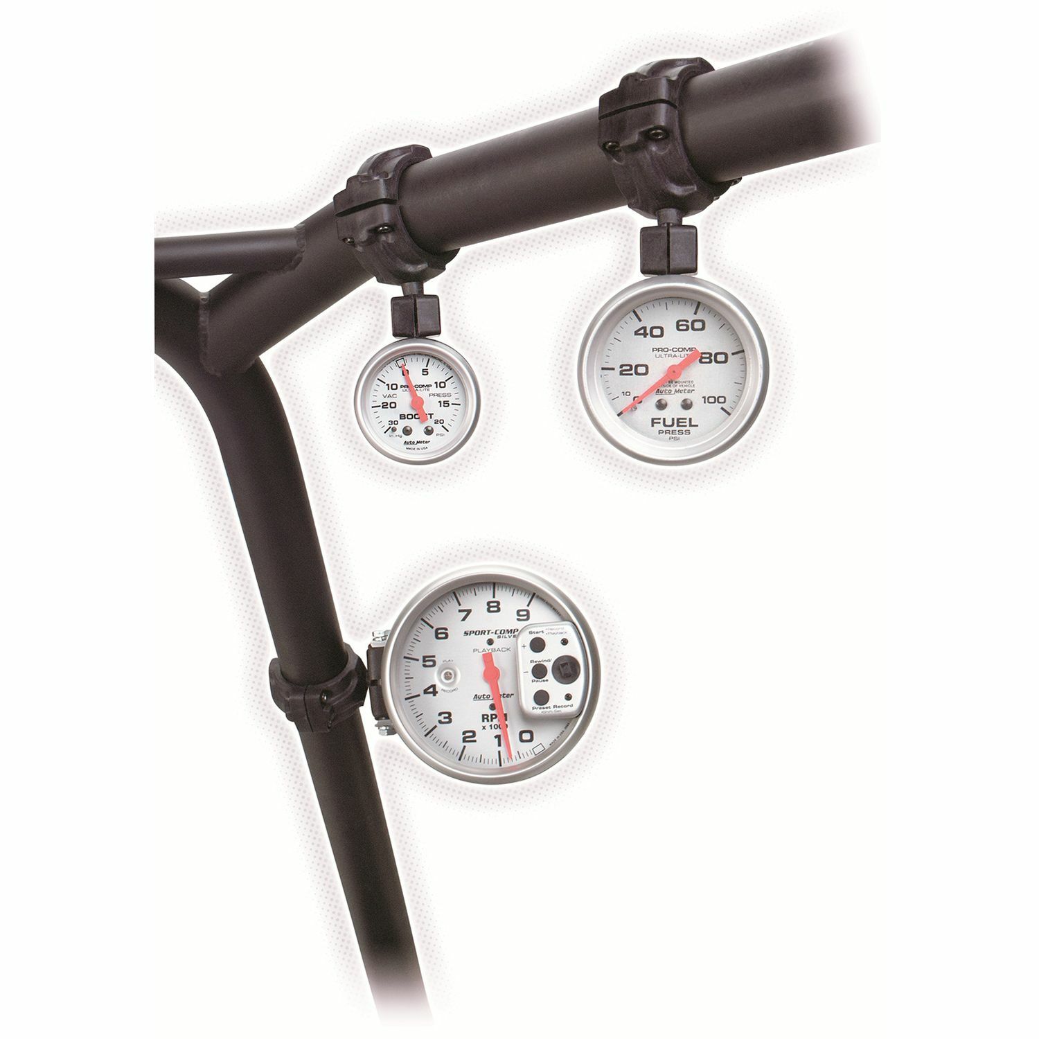 Autometer 48006 52mm Black Roll Pod for 1 3/4 inch Gauge Roll Cage