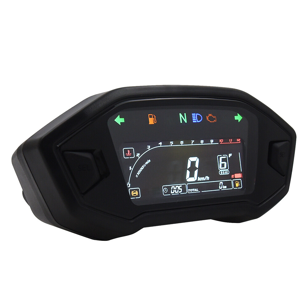 Motorcycle LCD Digital Backlight Odometer Speedometer Tachometer Gauge+Sensor