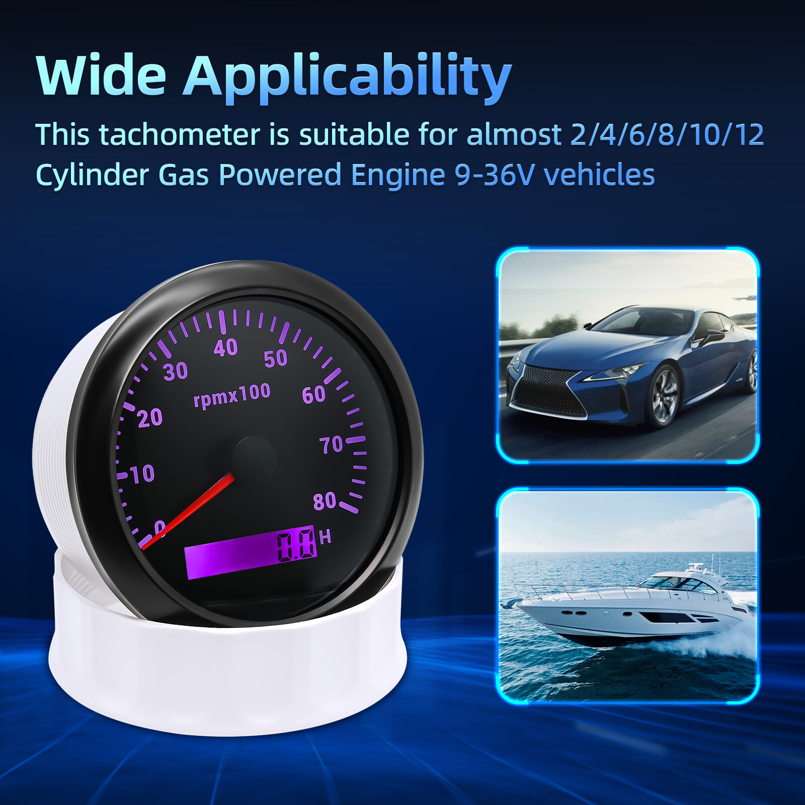 6 Gauge Set 85MM GPS Speedometer Tacho & 52mm Fuel Gauge Temp Oil Volt Car Boat