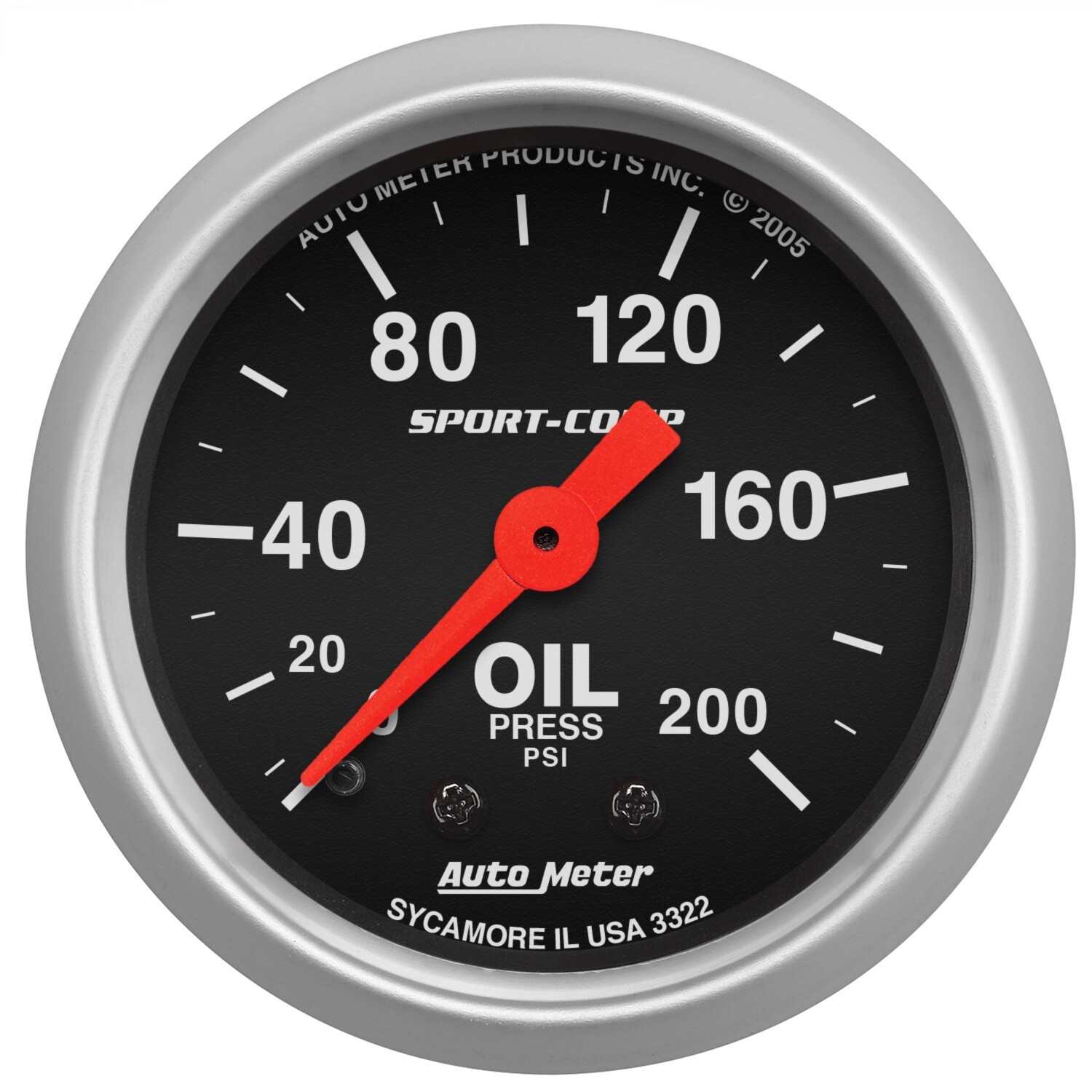 Autometer 3322 Sport-Comp Mechanical Oil Pressure Gauge 2 1/16″ 0 – 200 Psi
