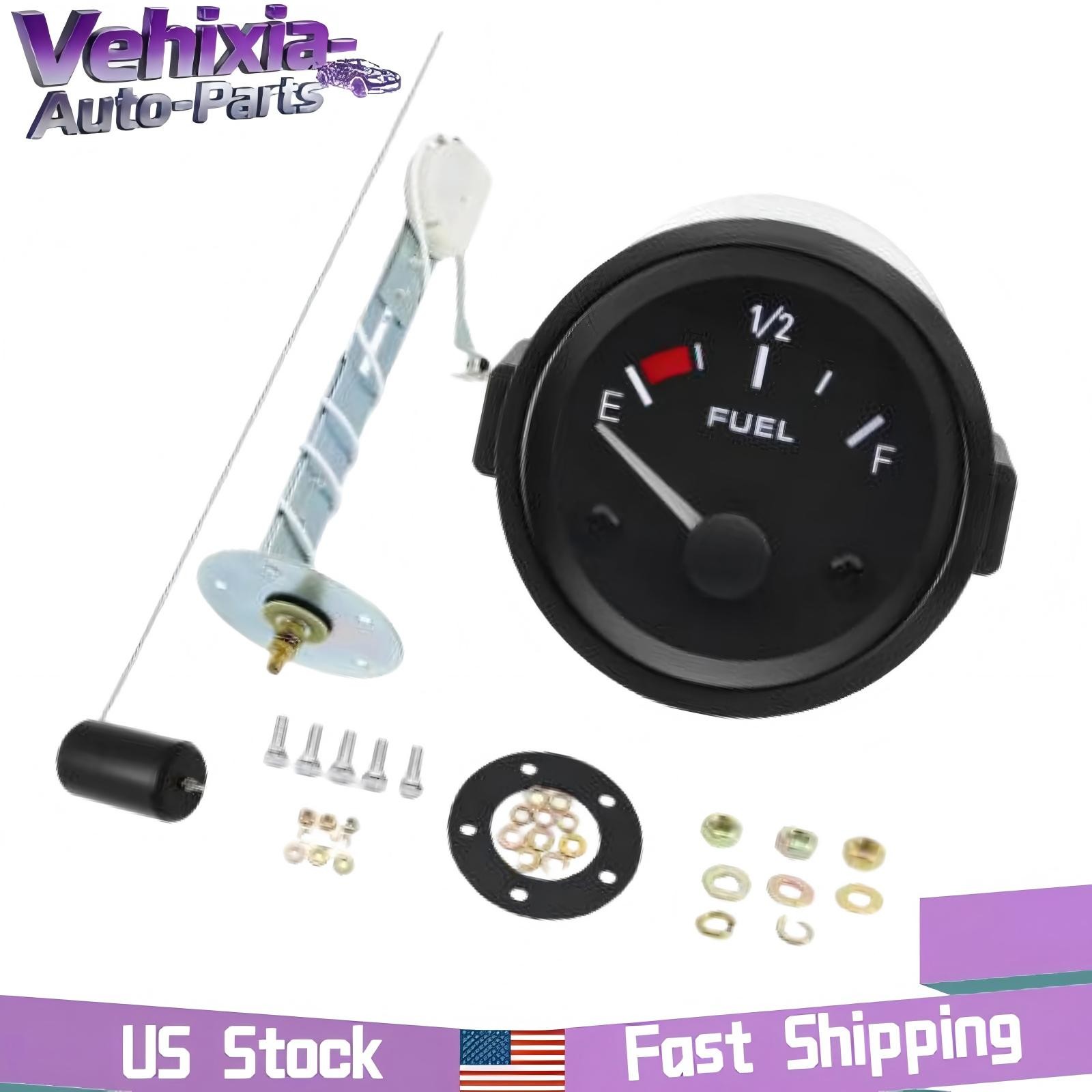 Universal 2″ 52mm Fuel Level Gauge Kit W/ Fuel Float Sensor E-1/2-F Pointer 12V