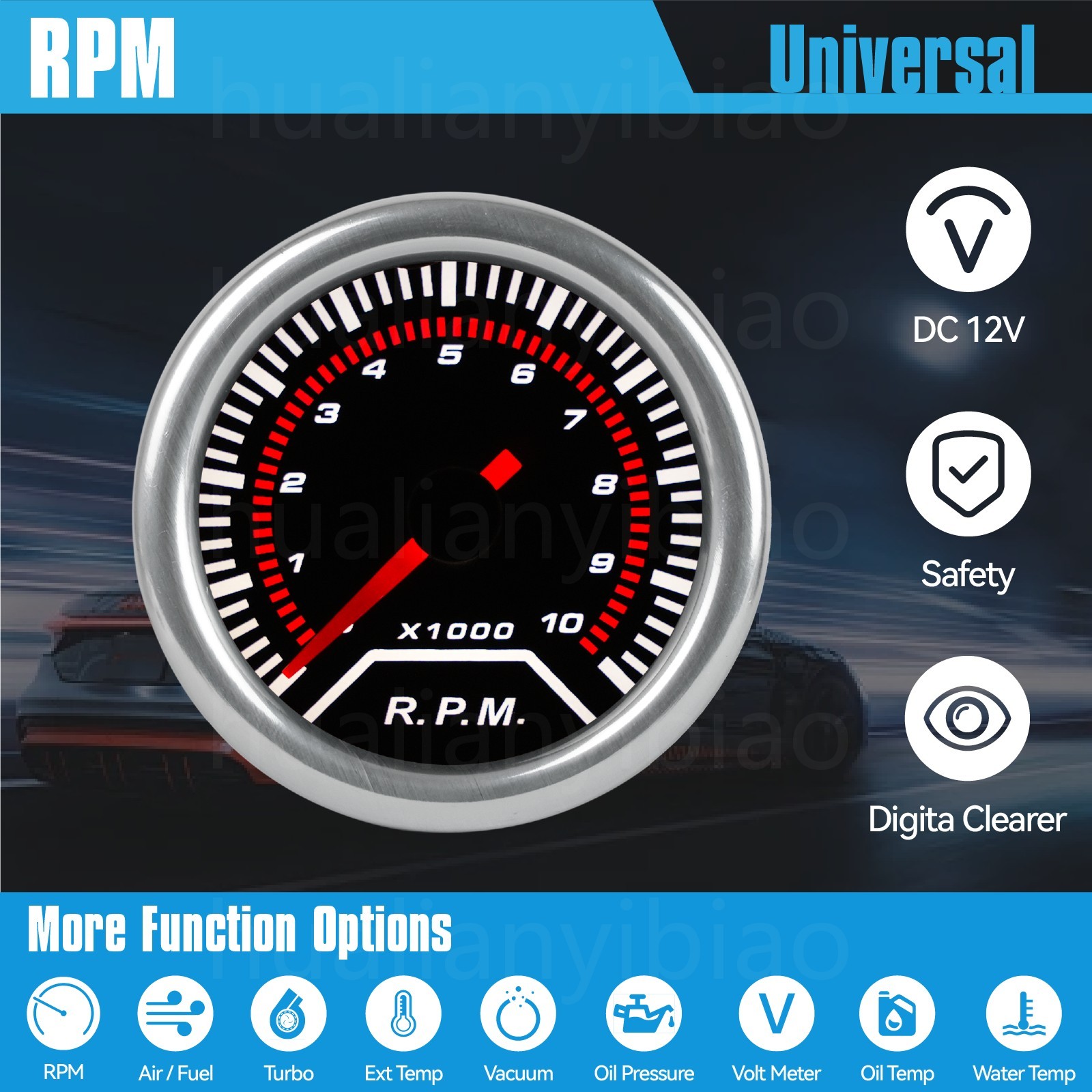 2″ 52MM CAR TACHOMETER GAUGE TACHO METER DIGITAL LED 0~10000 RPM SMOKE LENS TINT