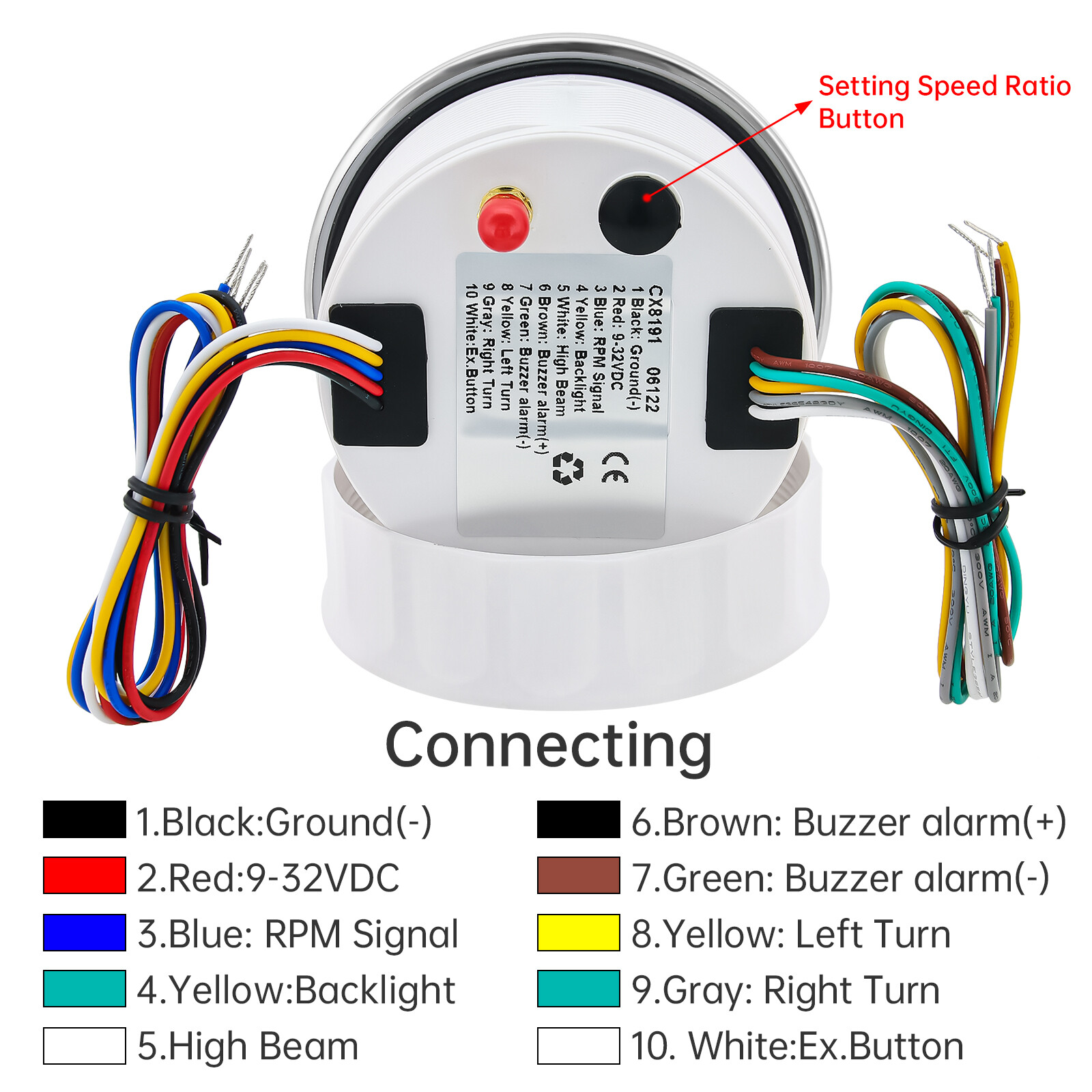 85mm White GPS Speedometer 0-160MPH with Tacho 8000RPM 4 IN 1 Gauge with Sensor