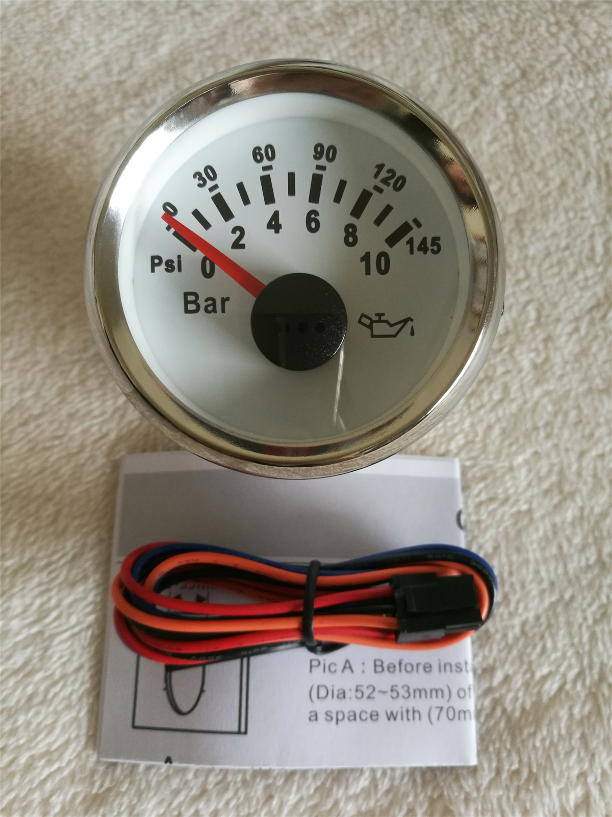 6 gauge set 0-200mph 300km/h speedometer tacho fuel temp volt oil pressure white